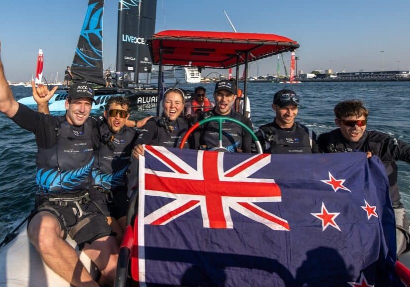 Det nyzeeländska laget tog hem den sjätte deltävlingen i årets SailGP. Men än så länge ligger australiensarna säkert i toppen ab tabellen. Foto: Ricardo Pinto/SailGP